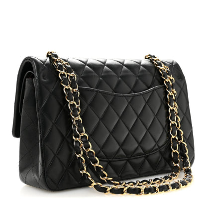 Lambskin Quilted Medium Double Flap Black