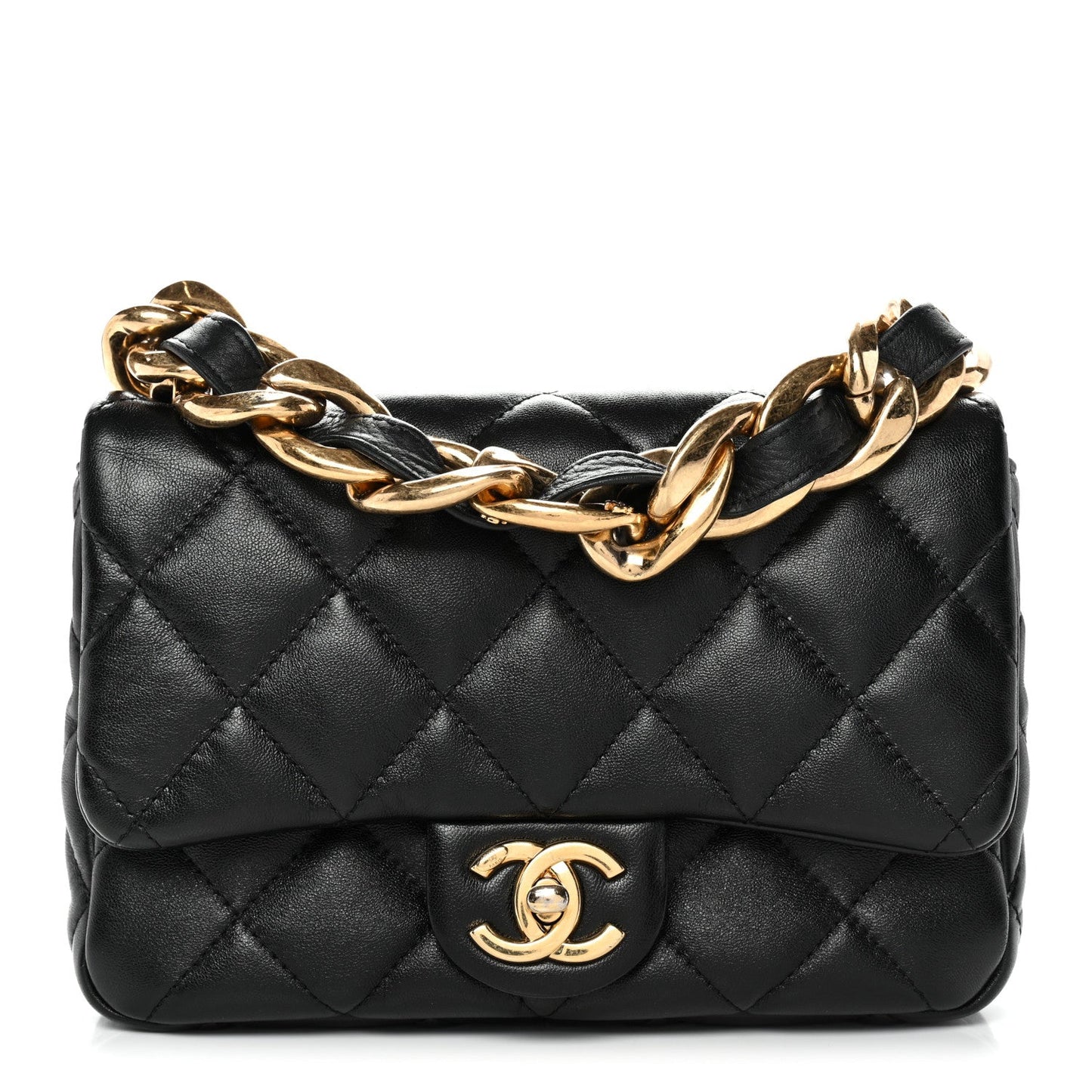 Lambskin Quilted Small Funky Town Flap Black