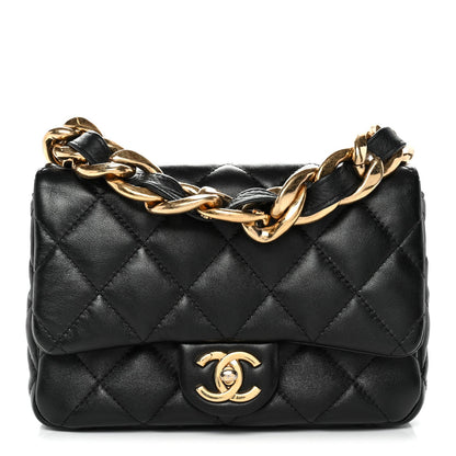 Lambskin Quilted Small Funky Town Flap Black