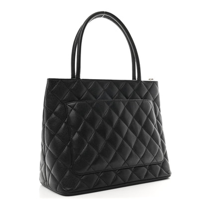 Caviar Quilted Medallion Tote Black