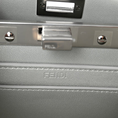 Iridescent Crystal Vitello Laminato Suede FF Petite Peekaboo I SEE U Satchel Cappuccino