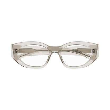 Saint Laurent Eyeglasses Cat Eye Full Rim, Transparent Grey Frame and Clear Demo Lens Lens SL638OPT004