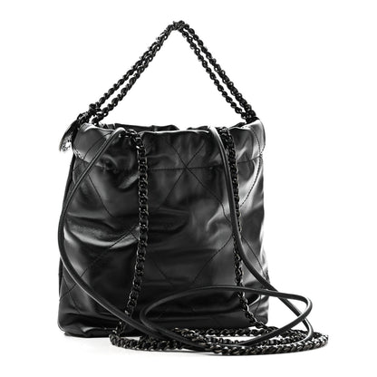 Shiny Calfskin Quilted Mini Chanel 22 So Black