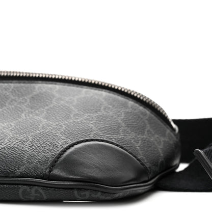 GG Supreme Monogram Emblem Calfskin Small Belt Bag Black Grey