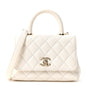 Caviar Quilted Extra Mini Coco Handle Flap White