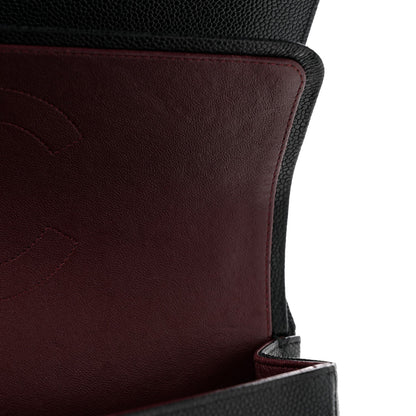 Caviar Quilted Jumbo Double Flap Black
