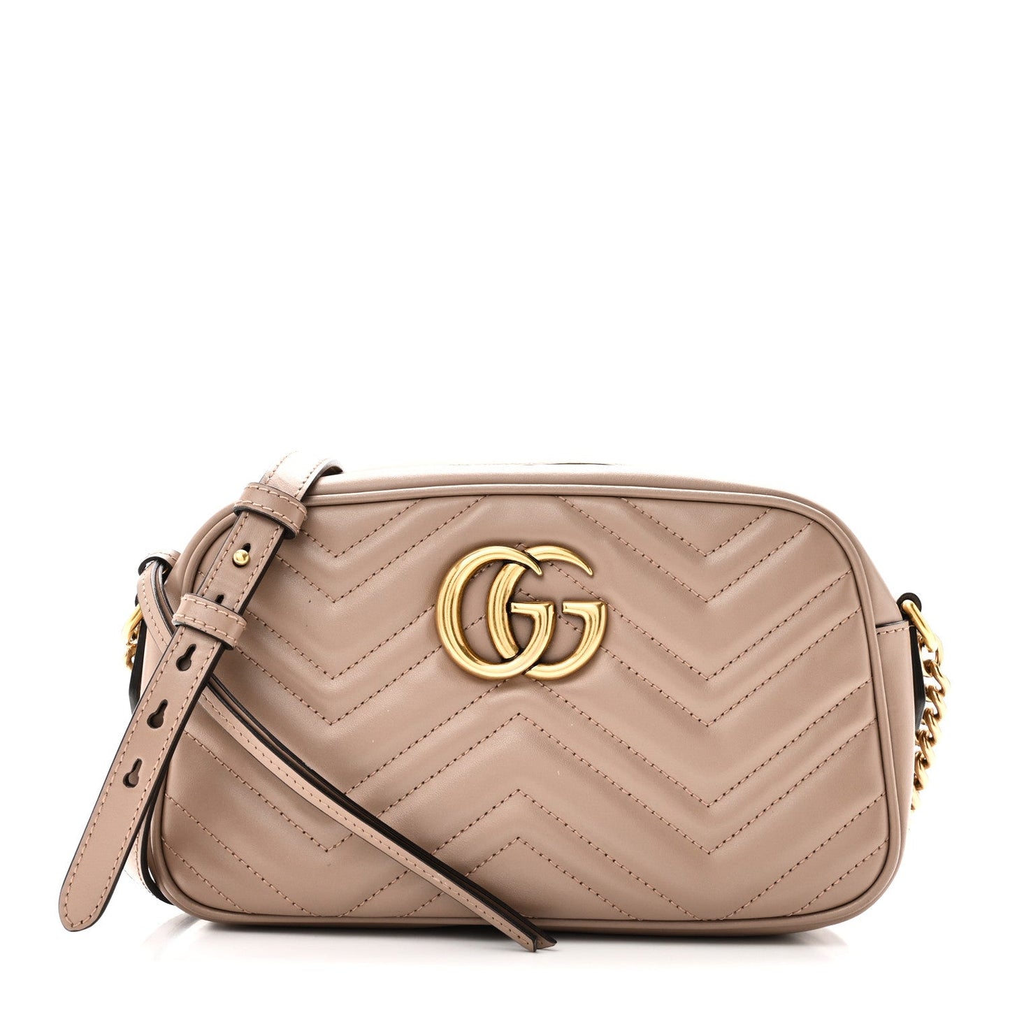 Calfskin Matelasse Small GG Marmont Chain Shoulder Bag Porcelain Rose