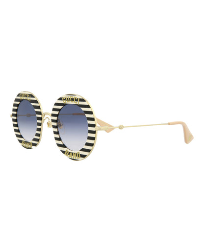 Gucci Womens Round/Oval Black Gold Blue Fashion Designer Eyewear