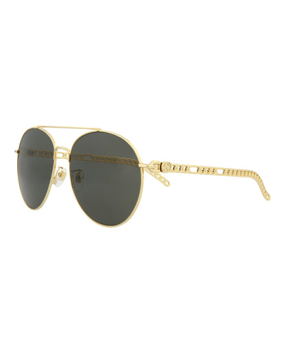 Gucci Womens Round/Oval Gold Gold Grey Fashion Designer Eyewear