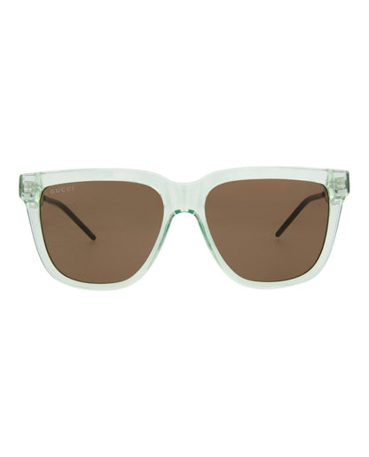 Gucci Mens Square/Rectangle Green Silver Brown Fashion Designer Eyewear