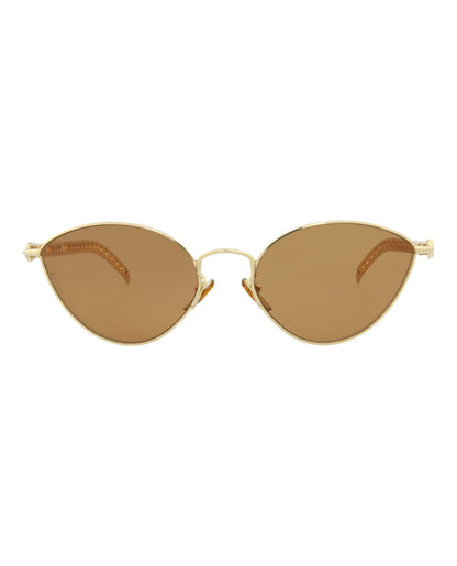 Gucci Womens Cat Eye Gold Gold Brown Fashion Designer Eyewear