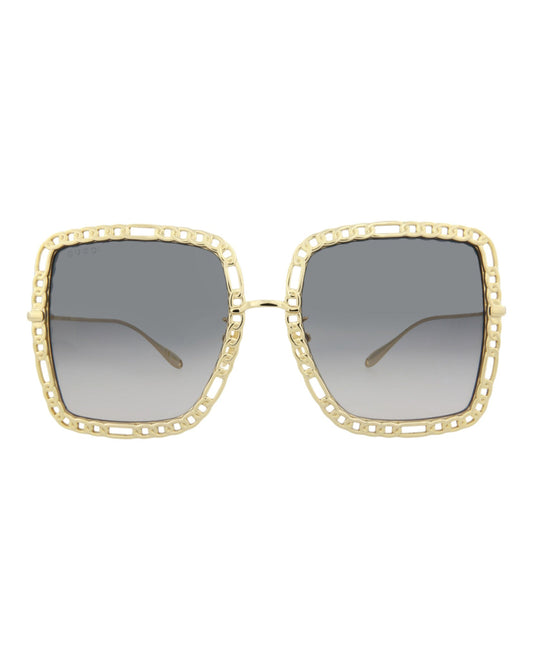 Gucci Womens Square/Rectangle Gold Gold Grey Fashion Designer Eyewear