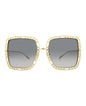 Gucci Womens Square/Rectangle Gold Gold Grey Fashion Designer Eyewear