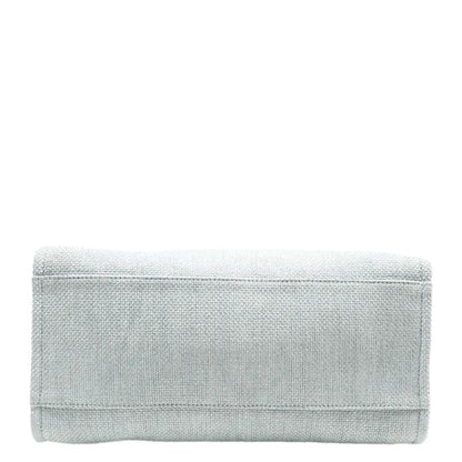 CHANEL Deauville Small Canvas Leather Tote Shoulder Bag White