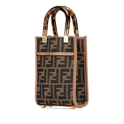 Fendi Zucca Canvas Leather 2way Shoulder Bag Handbag