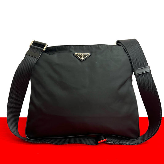 Prada Saffiano Leather Tessuto Nylon Shoulder Bag