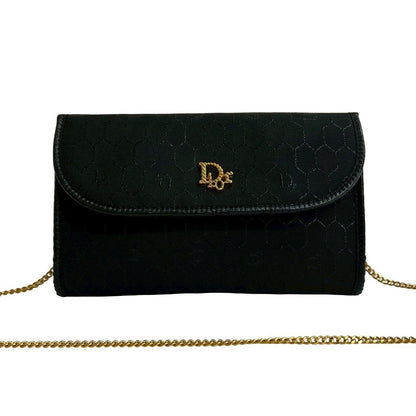 Christian Dior Logo Honeycomb Canvas Chain Shoulder Bag