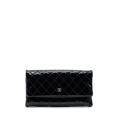 Chanel Fold Over Clutch Patent Leather Black