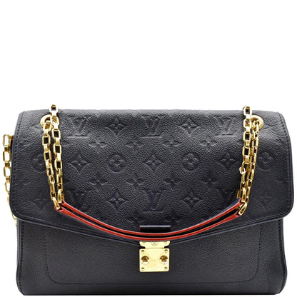 LOUIS VUITTON Saint Germain MM Monogram Empreinte Leather Shoulder Bag Black