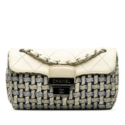 Chanel Wild Stitch Tweed Wool Leather Shoulder Bag