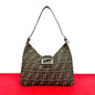 Fendi Mamma Baguette Canvas Leather Shoulder Bag
