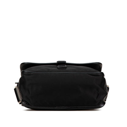 Prada Triangle Logo Plate Nylon Leather Shoulder Bag