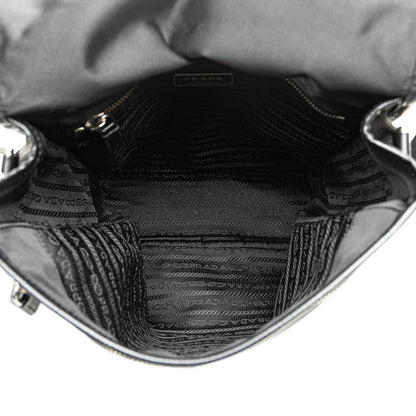 Prada Triangle Logo Plate Nylon Leather Shoulder Bag