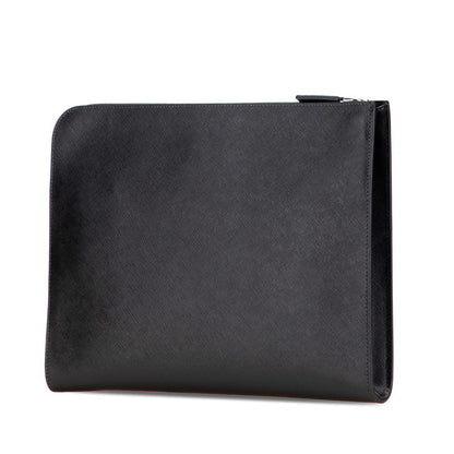 Prada Triangle Logo Plate Leather Clutch Bag