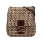 Fendi Zucchino Canvas Leather Shoulder Bag