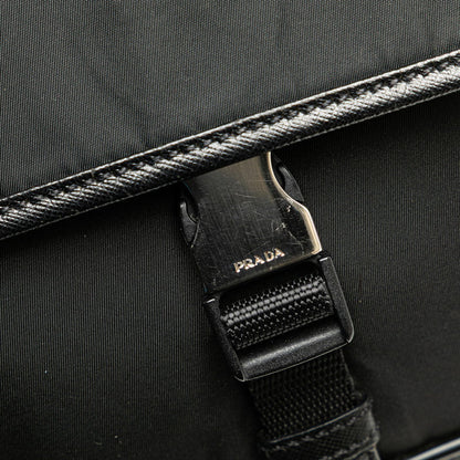 Prada Triangle Logo Plate Nylon Leather Shoulder Bag