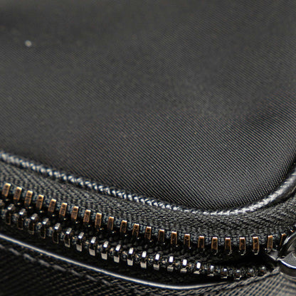 Prada Triangle Logo Plate Nylon Saffiano Leather Shoulder Bag