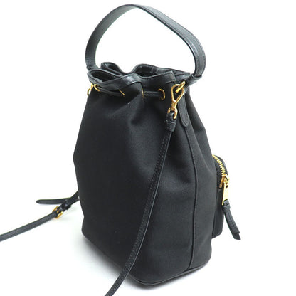 Prada Logo Jacquard Canvas Leather 2way Shoulder Bag