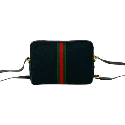 Gucci GG Logo Canvas Leather Shoulder Bag