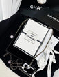 CHANEL 21SS A LIMITED EDITION WHITE & BLACK LEATHER CHANEL NO. 5 PARFUM BOX CLUTCH