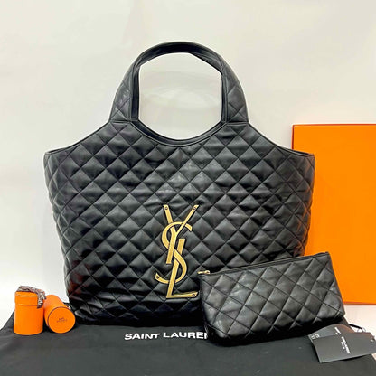 YSL Saint Laurent Black Gold Hardware Large Tote Bag98% New