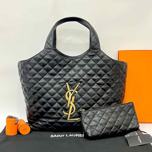 YSL Saint Laurent Black Gold Hardware Large Tote Bag98% New