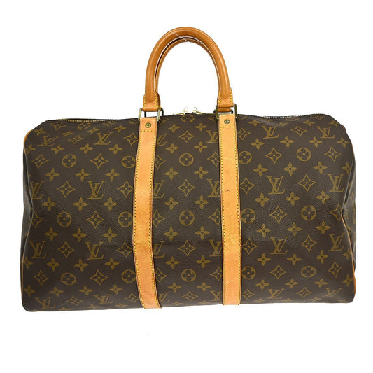 Louis Vuitton Keepall Bag Monogram Canvas Brown Canvas Travel Bag Bag (   )