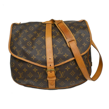 Louis Vuitton Saumur Handbag Monogram Canvas Brown Canvas Shoulder Bag Bag (   )