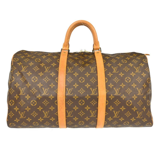 Louis Vuitton Keepall Bag Monogram Canvas Brown Canvas Travel Bag Bag (   )
