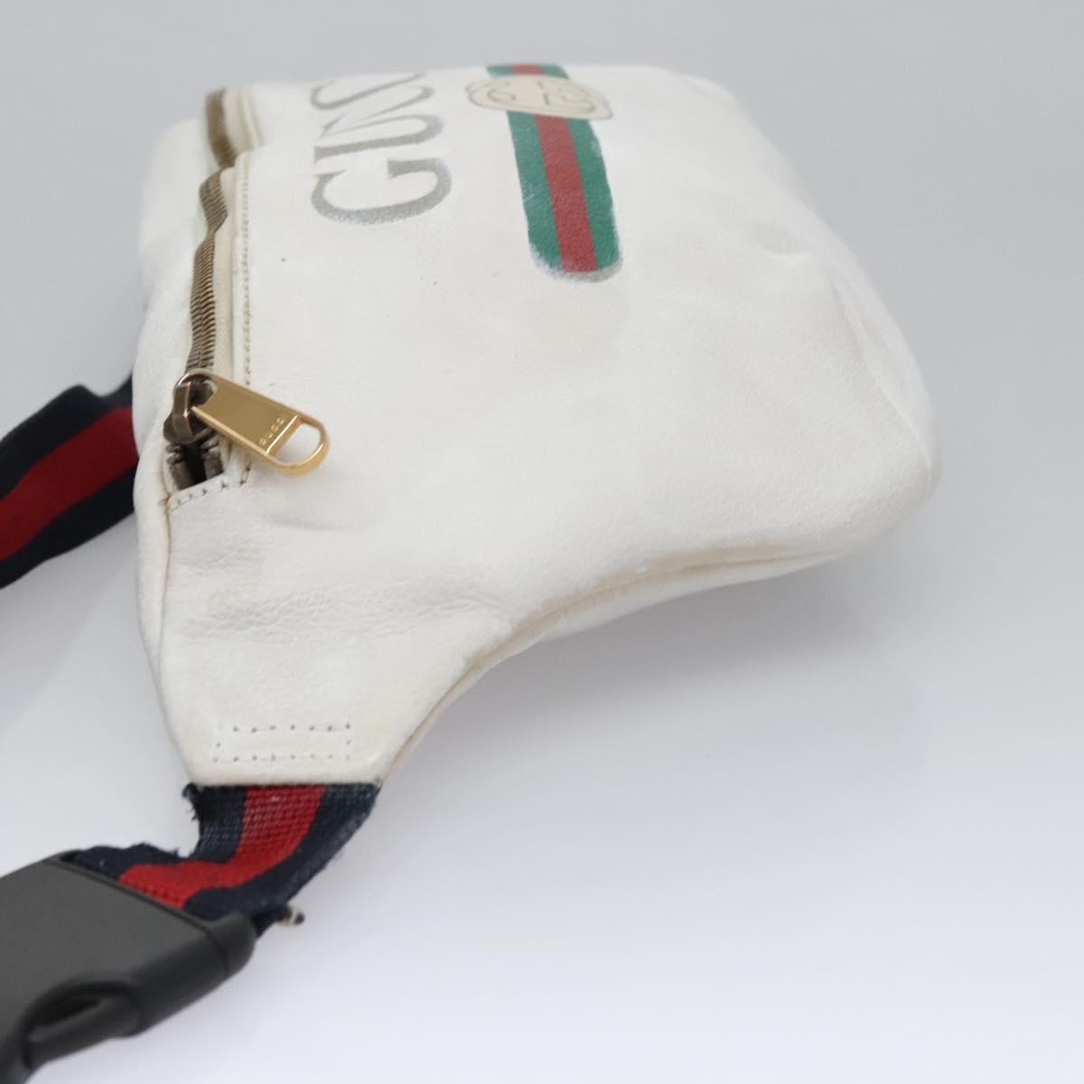 Gucci Logo Belt Bag Printed Leather White Leather Shoulder Bag Bag (   )