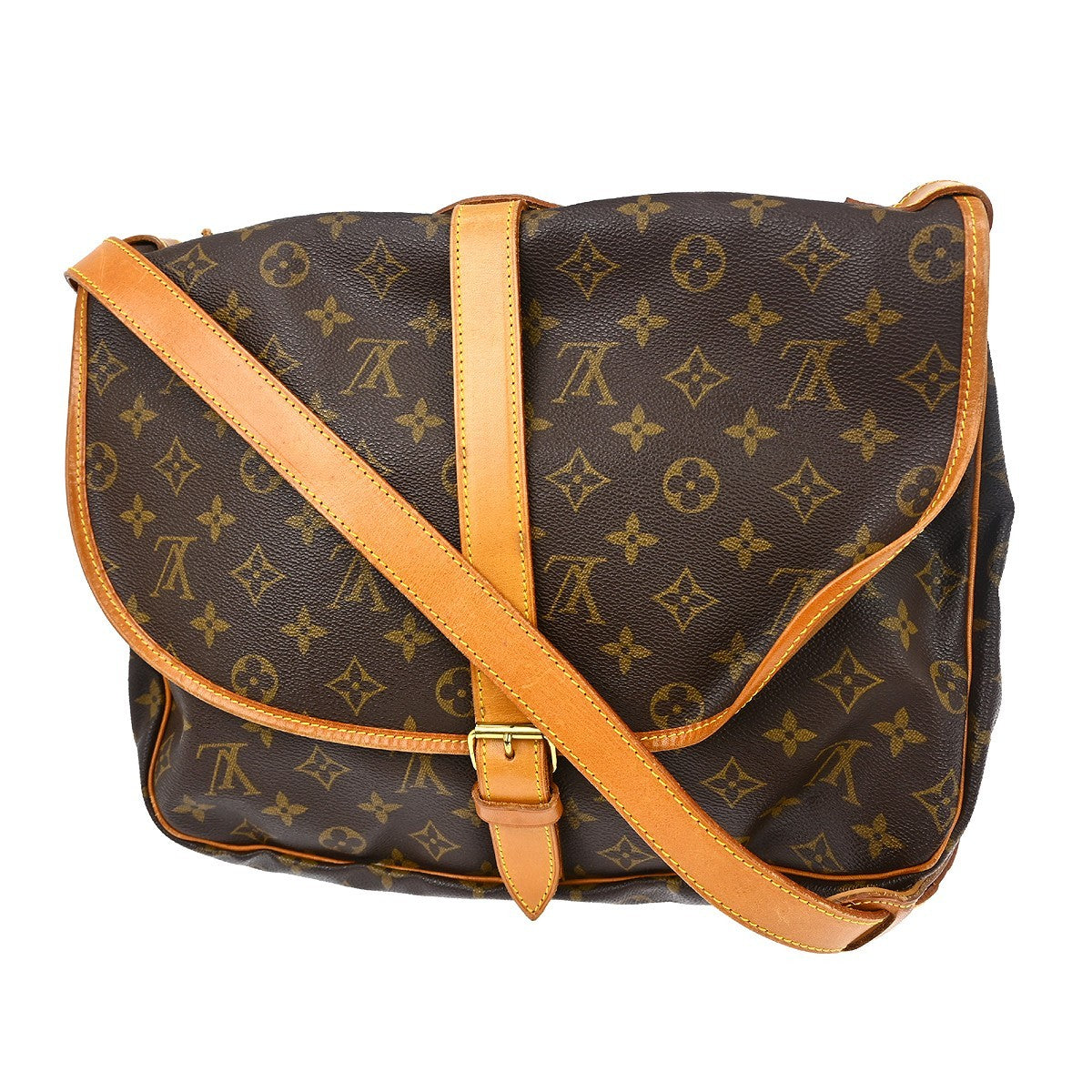 Louis Vuitton Saumur Handbag Monogram Canvas Brown Canvas Shoulder Bag Bag (   )