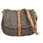 Louis Vuitton Saumur Handbag Monogram Canvas Brown Leather Shoulder Bag Bag (   )