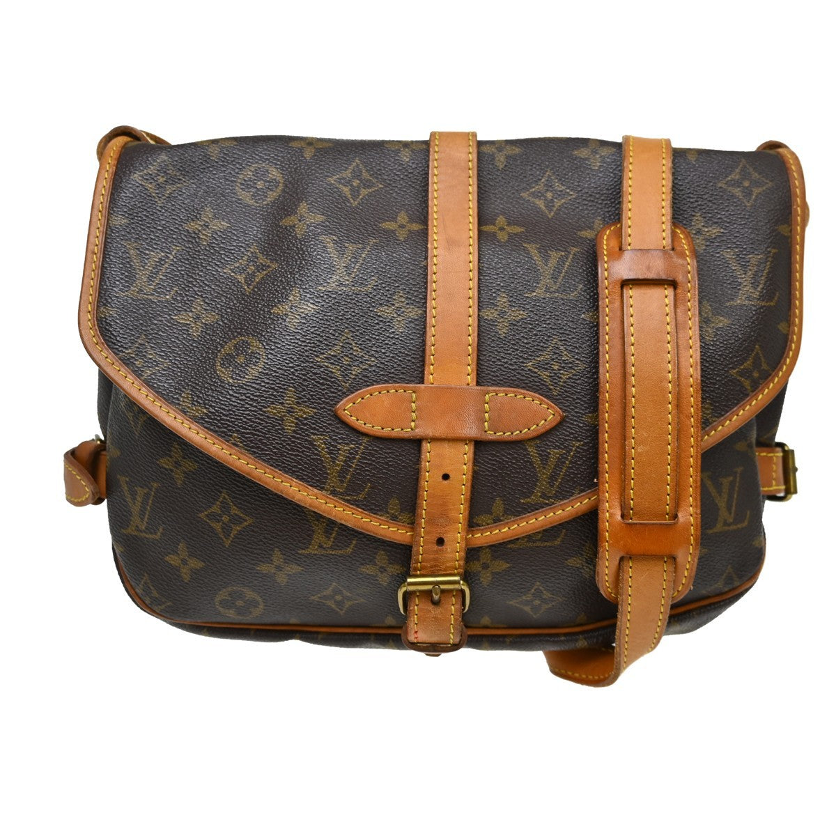 Louis Vuitton Saumur Handbag Monogram Canvas Brown Canvas Shoulder Bag Bag (   )