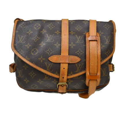 Louis Vuitton Saumur Handbag Monogram Canvas Brown Canvas Shoulder Bag Bag (   )