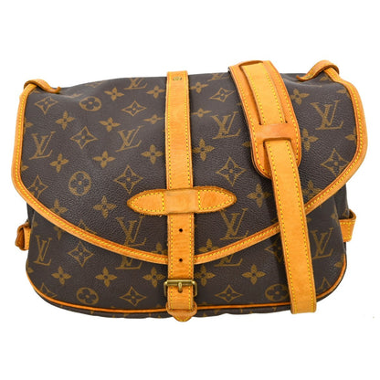 Louis Vuitton Saumur Handbag Monogram Canvas Brown Canvas Shoulder Bag Bag (   )