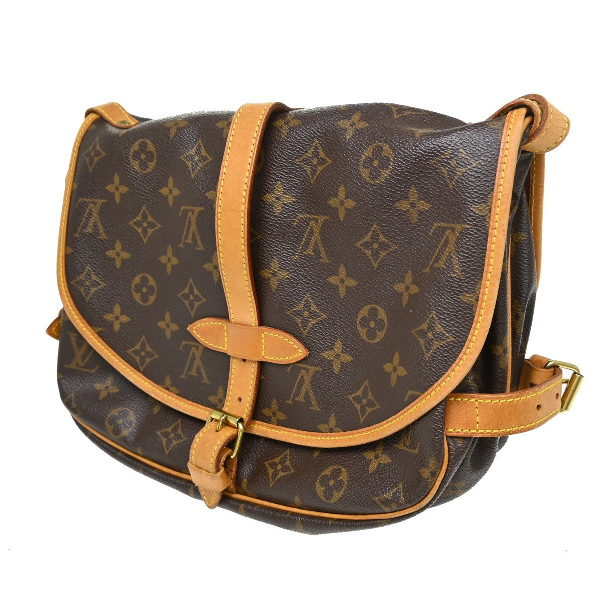 Louis Vuitton Saumur Handbag Monogram Canvas Brown Canvas Shoulder Bag Bag (   )