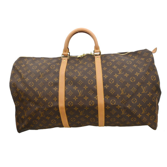 Louis Vuitton Keepall Bag Monogram Canvas Brown Canvas Travel Bag Bag (   )