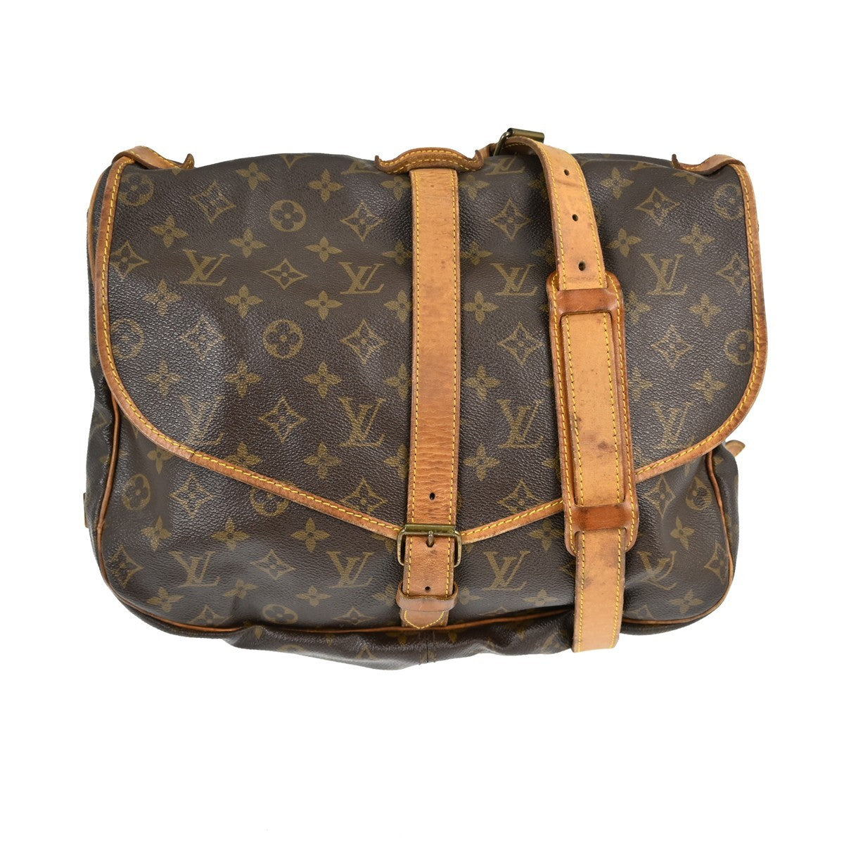Louis Vuitton Saumur Handbag Monogram Canvas Brown Canvas Shoulder Bag Bag (   )