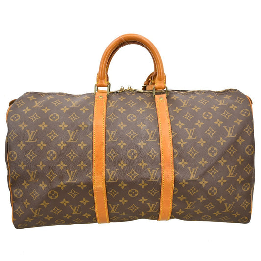 Louis Vuitton Keepall Bag Monogram Canvas Brown Canvas Travel Bag Bag (   )