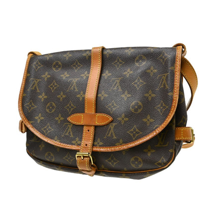 Louis Vuitton Saumur Handbag Monogram Canvas Brown Canvas Shoulder Bag Bag (   )